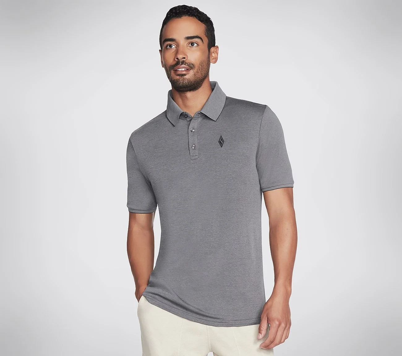 Steel Grey-Skechers Polo Neck T-Shirt