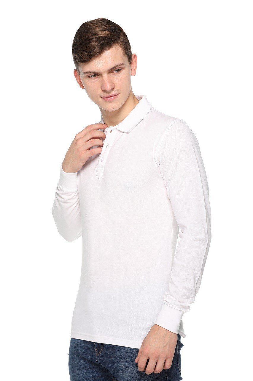 Pikmee Fas-Tees Polo Full Sleeve White T-shirt