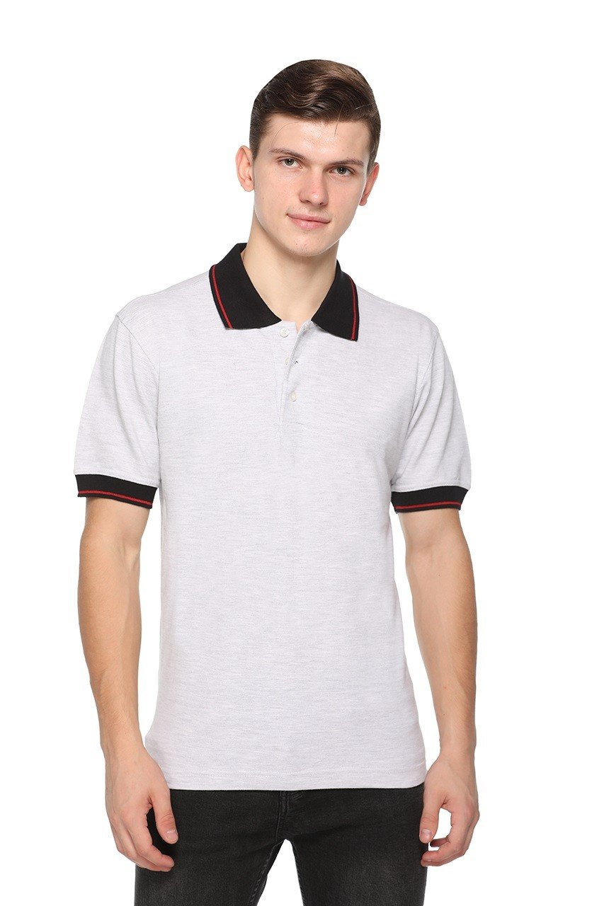 Pikmee Highline Light Grey Black rib Polo T-shirt