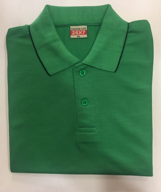 Corporate Polo neck T-Shirt (Tipping) - Green