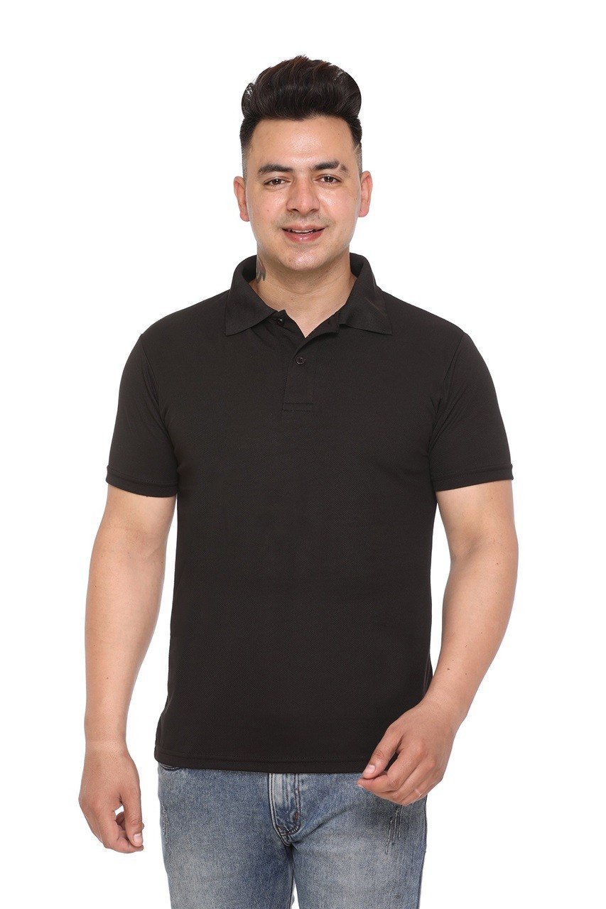 Black-Sports Republic Acti-Play Dryfit/ Color Polo T-Shirts - Men