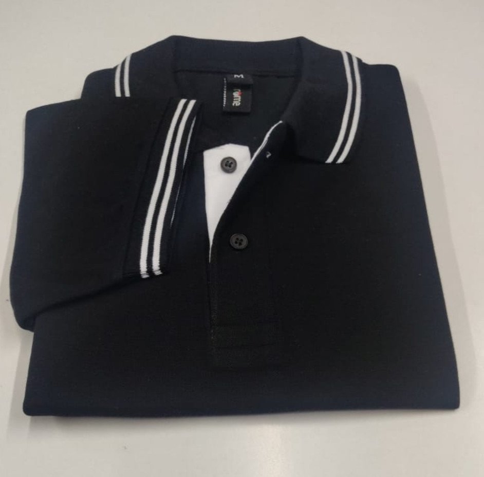 Black-Chrome Double-White Tipping 230 GSM Cotton T-Shirt