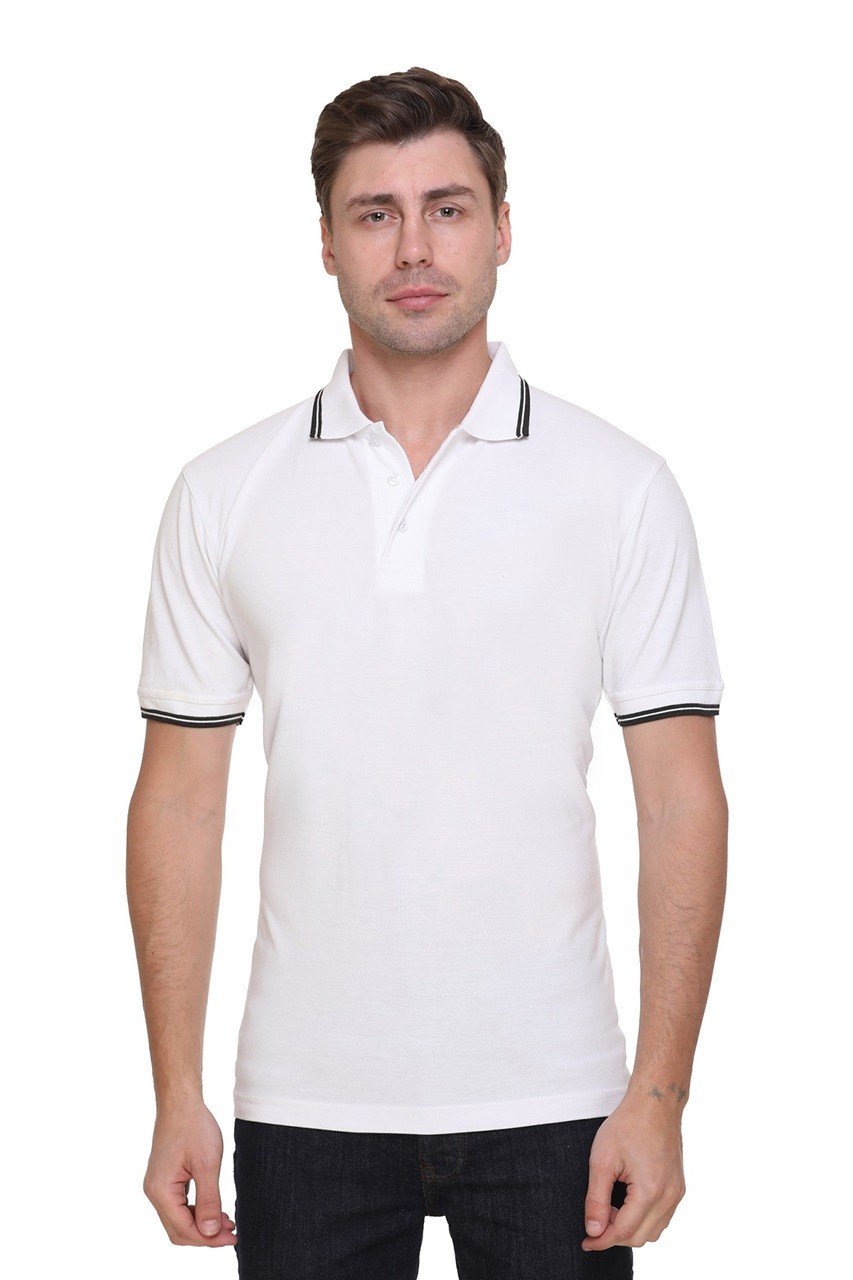 White -Double Tipped Tipline Polo T-shirt