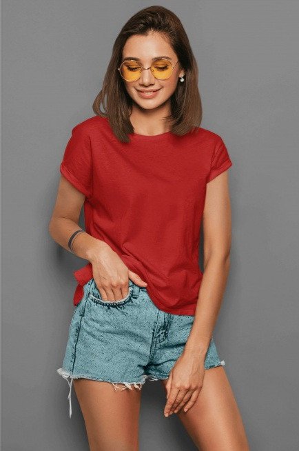 Red-Women's Unisex Plain T-shirt