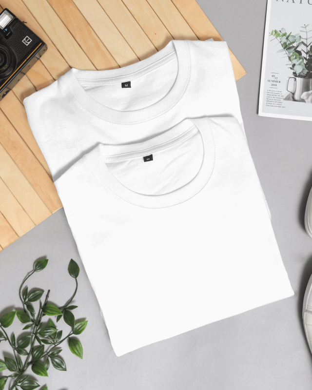 White-Plain Combo T-Shirt
