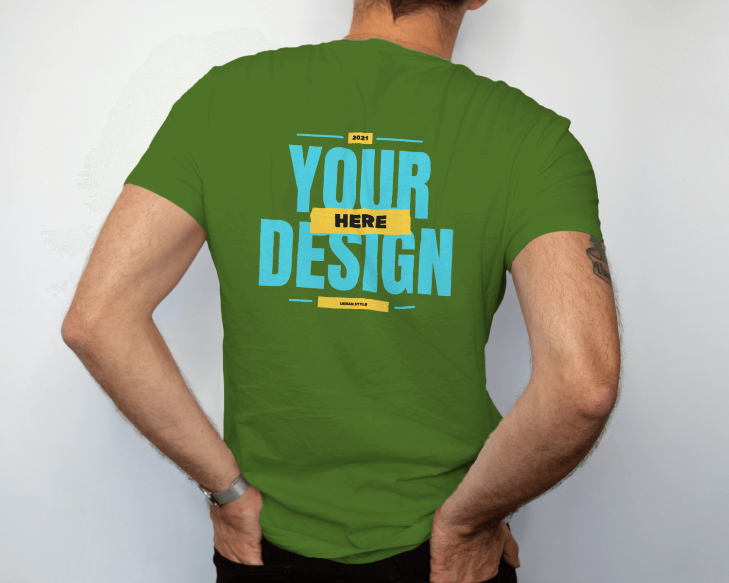 Dark Green-Men's Customized Back print T-shirt