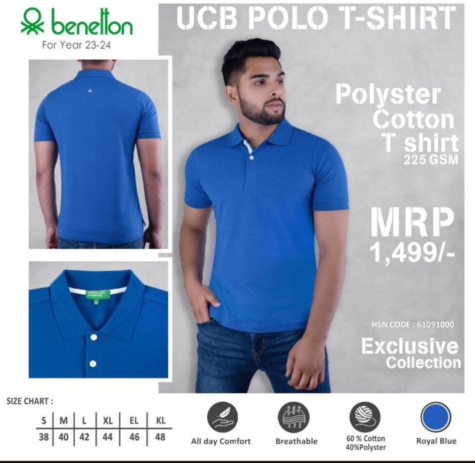 Royal Blue-Ucb Polo Neck T-Shirt
