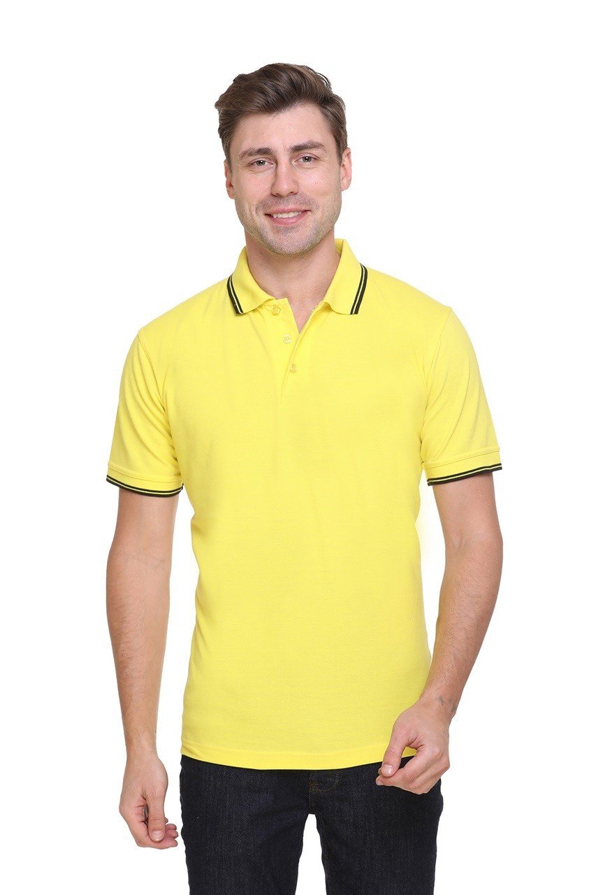 Yellow-Tipline /Yellow Double Tipped Polo T-shir