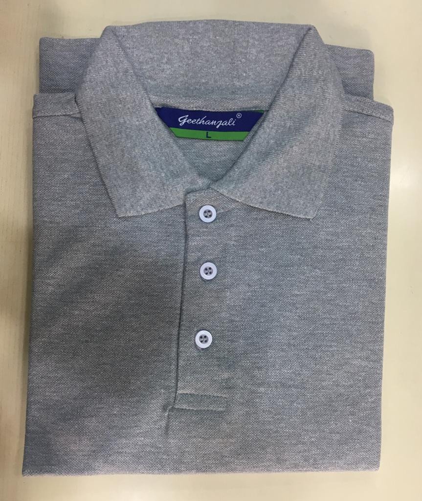 Grey-Geethanjali Polo Neck T shirt