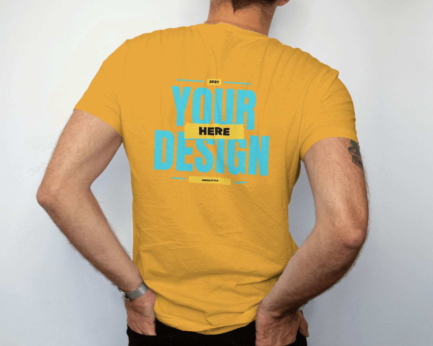 Yellow-Men's Customized Back print T-shirt