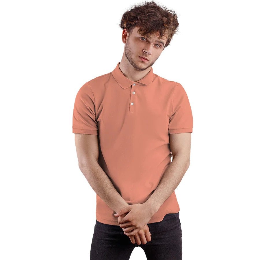 Cotton PQ-Peach Polo T-Shirt