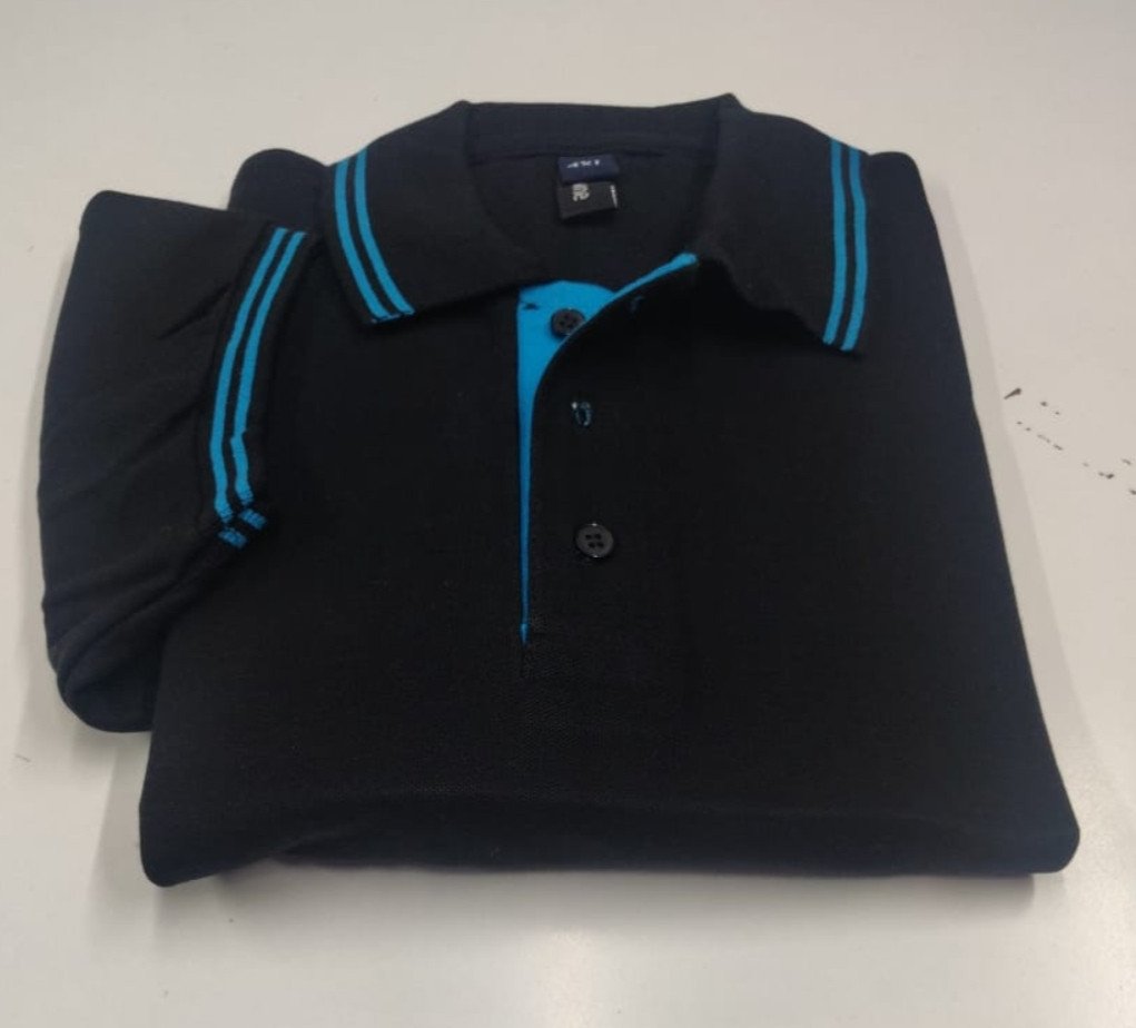 Black-Chrome Double-blue Tipping 230 GSM Cotton T-Shirt