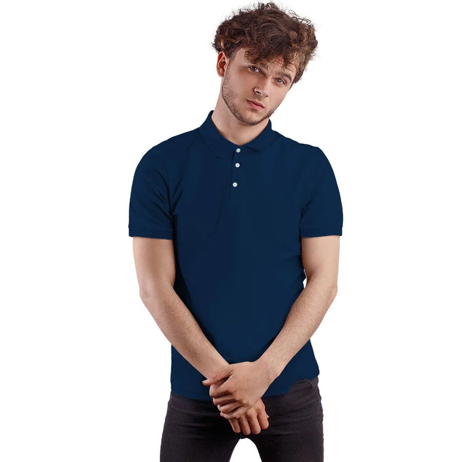 COTTON PQ-Navy Blue Polo T-Shirt